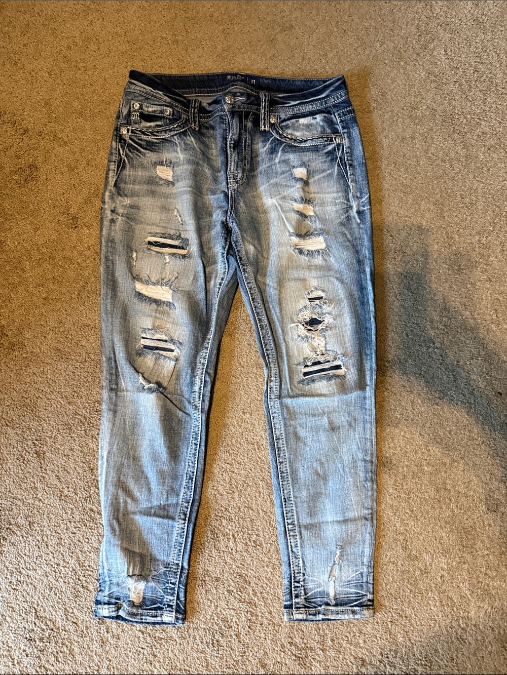 Miss Me Womens Curvy Skinny Distressed Light Blue Jeans